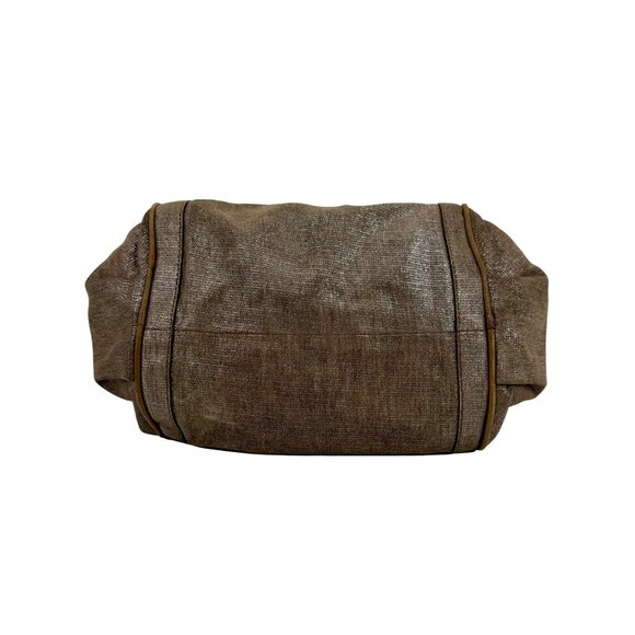 Vintage Chloé Shimmer Suede Satchel Handbag w/Dual Handles Zip Closure Logo Y2K - Picture 9 of 16